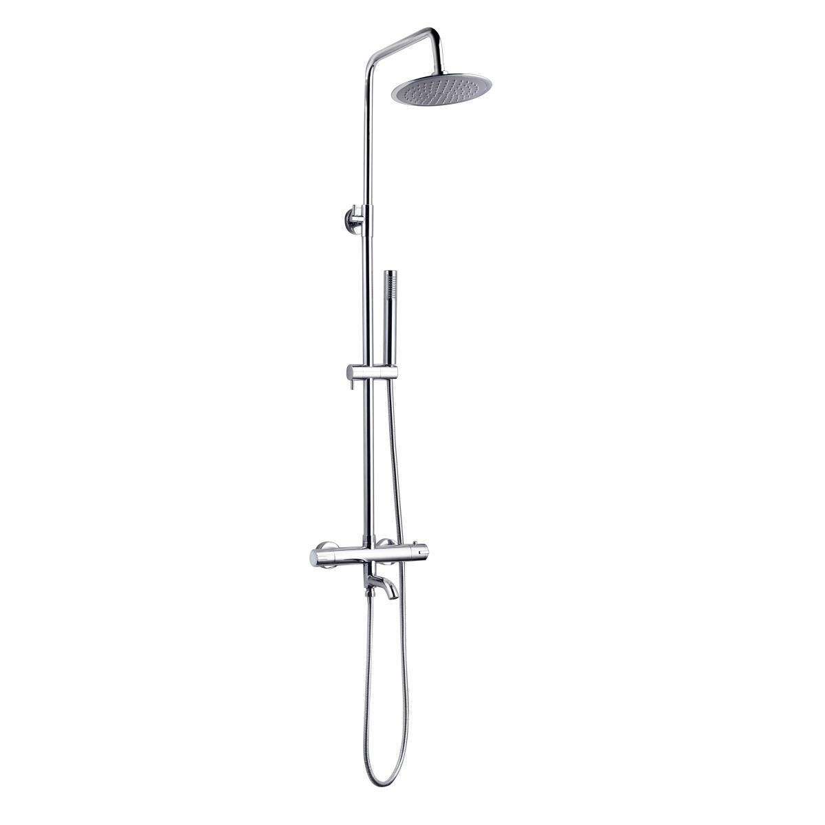 YS34222 Coluna de duche com bica, coluna de duche de efeito chuva termostática, regulável em altura;