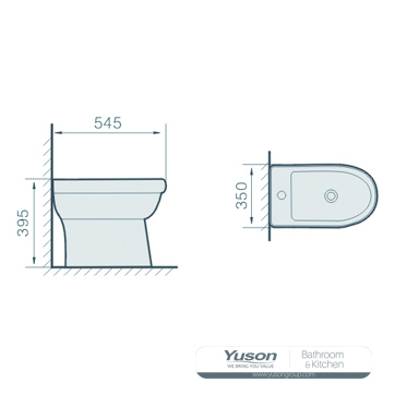 YS22215W Bidê com suporte de piso cerâmico;