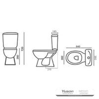 YS22221S Sanita de cerâmica de 2 peças com design retro, sanita de lavagem P-trap de acoplamento fechado;