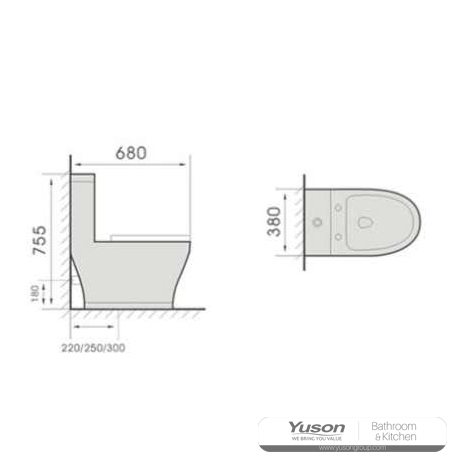 YS24215 Sanita de cerâmica de peça única, lavagem;