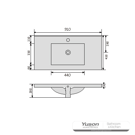 YS27299-90 Bacia de gabinete de cerâmica, pia, pia de lavatório;