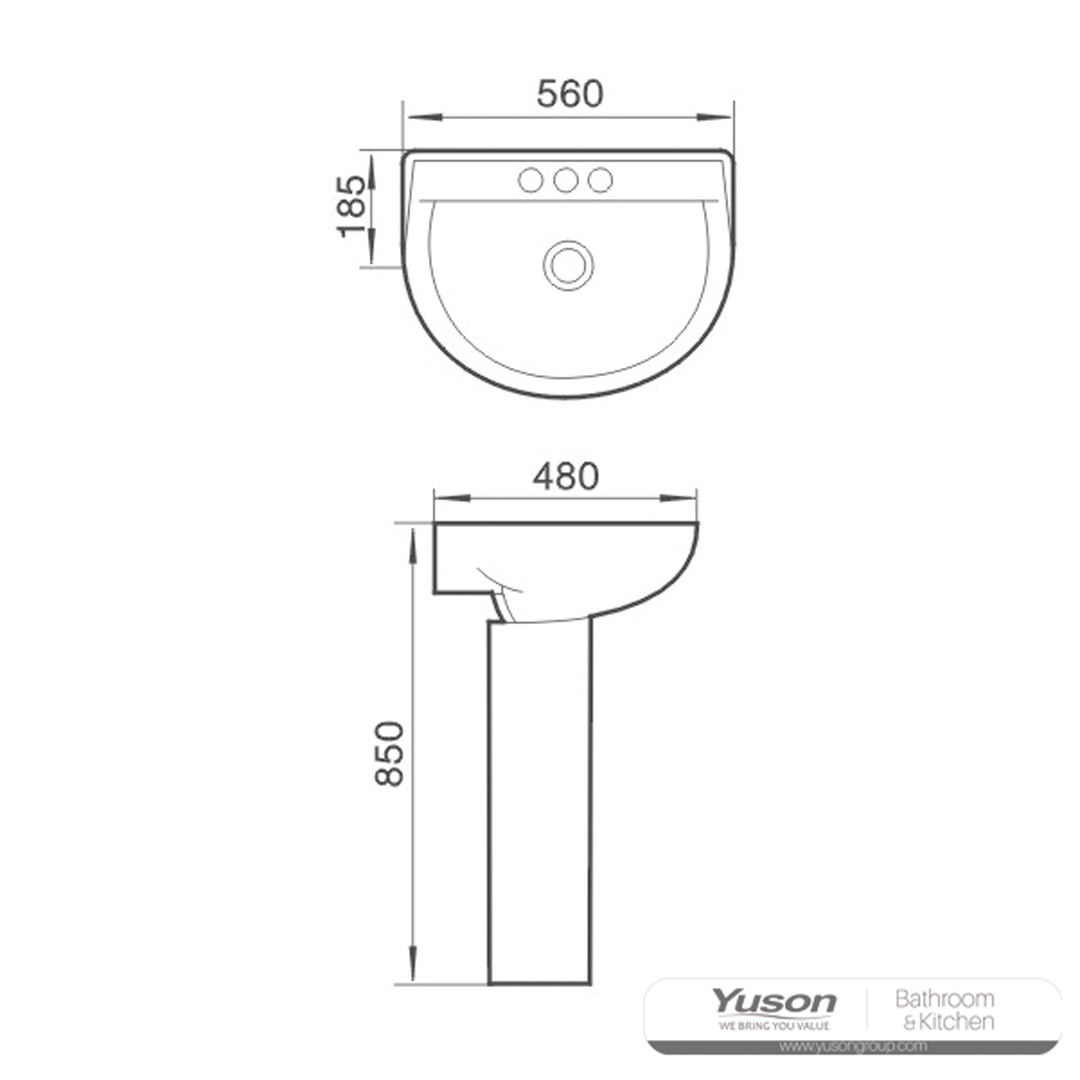 Bacia com pedestal de cerâmica YS22260B;