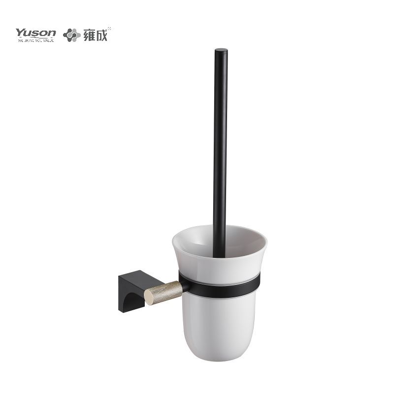 12490 Acessórios de banheiro elegantes, escova de vaso sanitário com copo de vidro fosco/temperado, escova de vaso sanitário de zinco/latão/SUS, montada na parede (Série 12400)