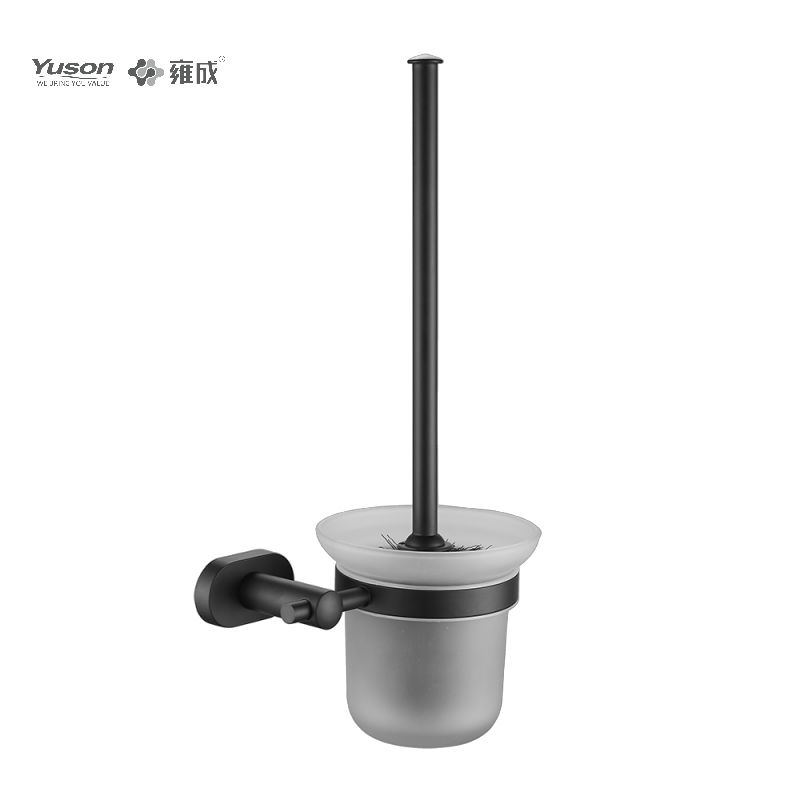 13390 Acessórios de banheiro elegantes, escova de vaso sanitário com copo de vidro fosco/temperado, escova de vaso sanitário de zinco/latão/SUS, montada na parede (Série 13300)