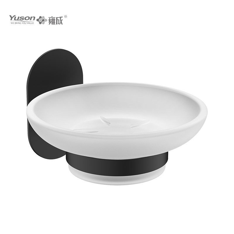 28185 Acessórios de banheiro elegantes, saboneteiras, com prato de vidro, porta-saboneteira de zinco/latão/SUS, montado na parede (Série 28100)